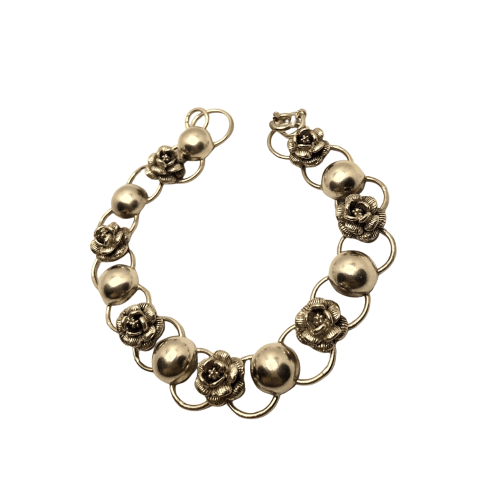 Pulseira Bola Flor Prata de Bali