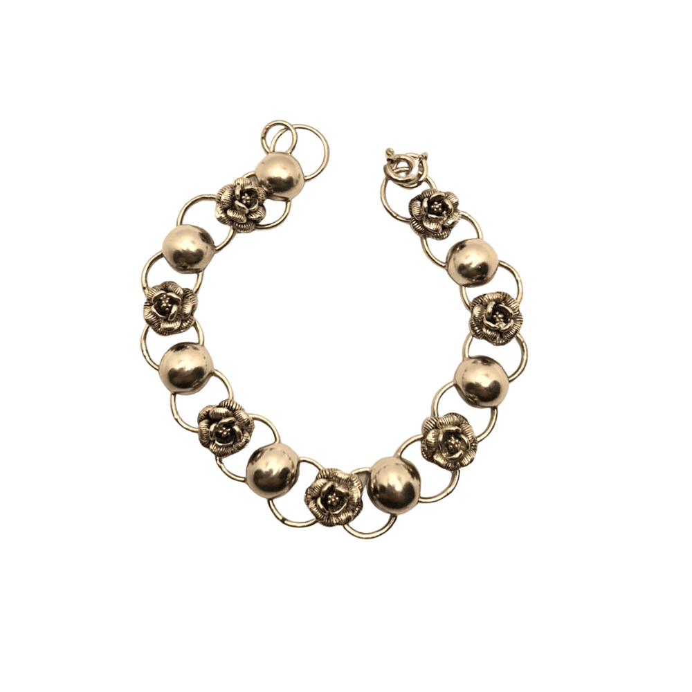 Pulseira Bola Flor Prata de Bali