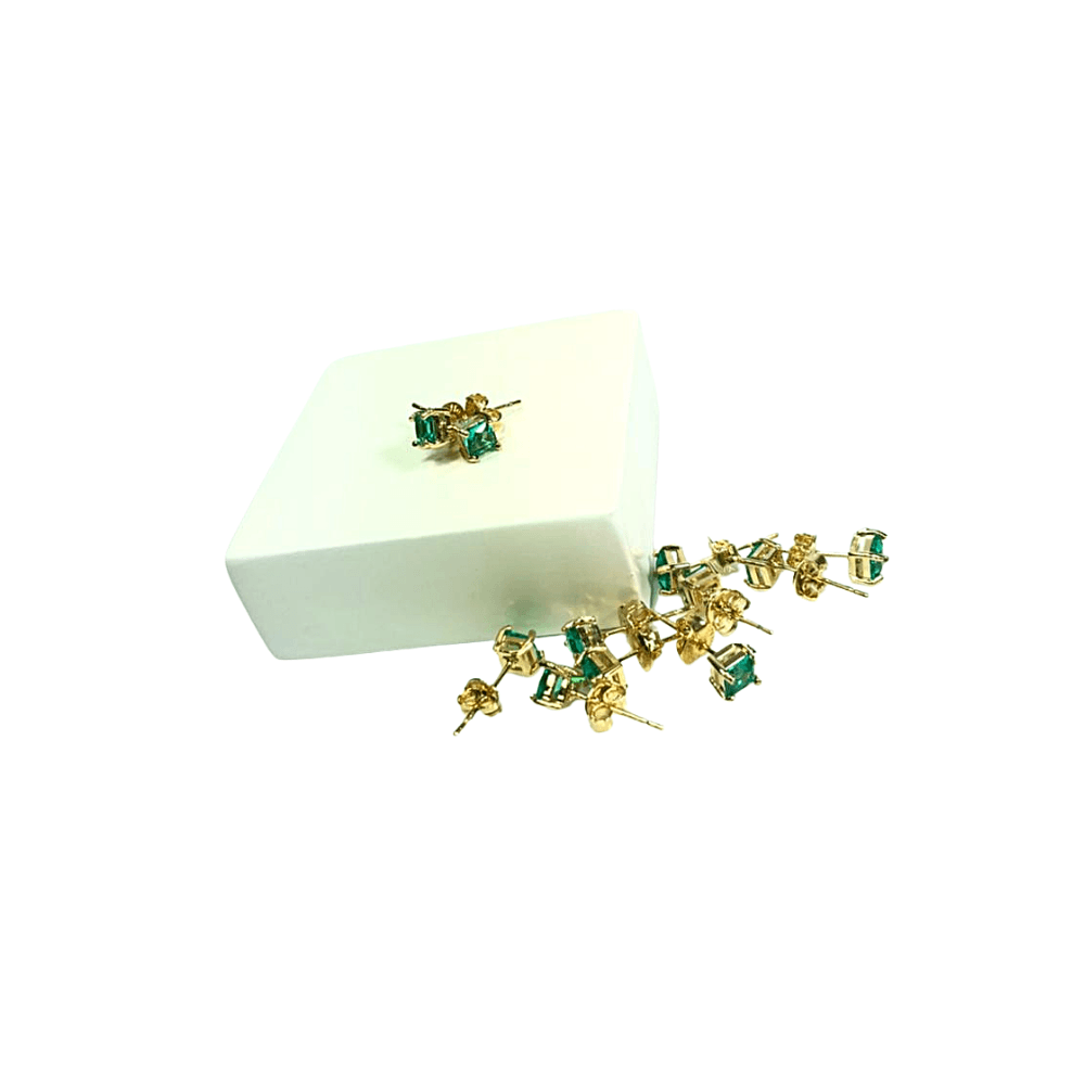 Brincos Zirconias Verdes Semijoia Dourada