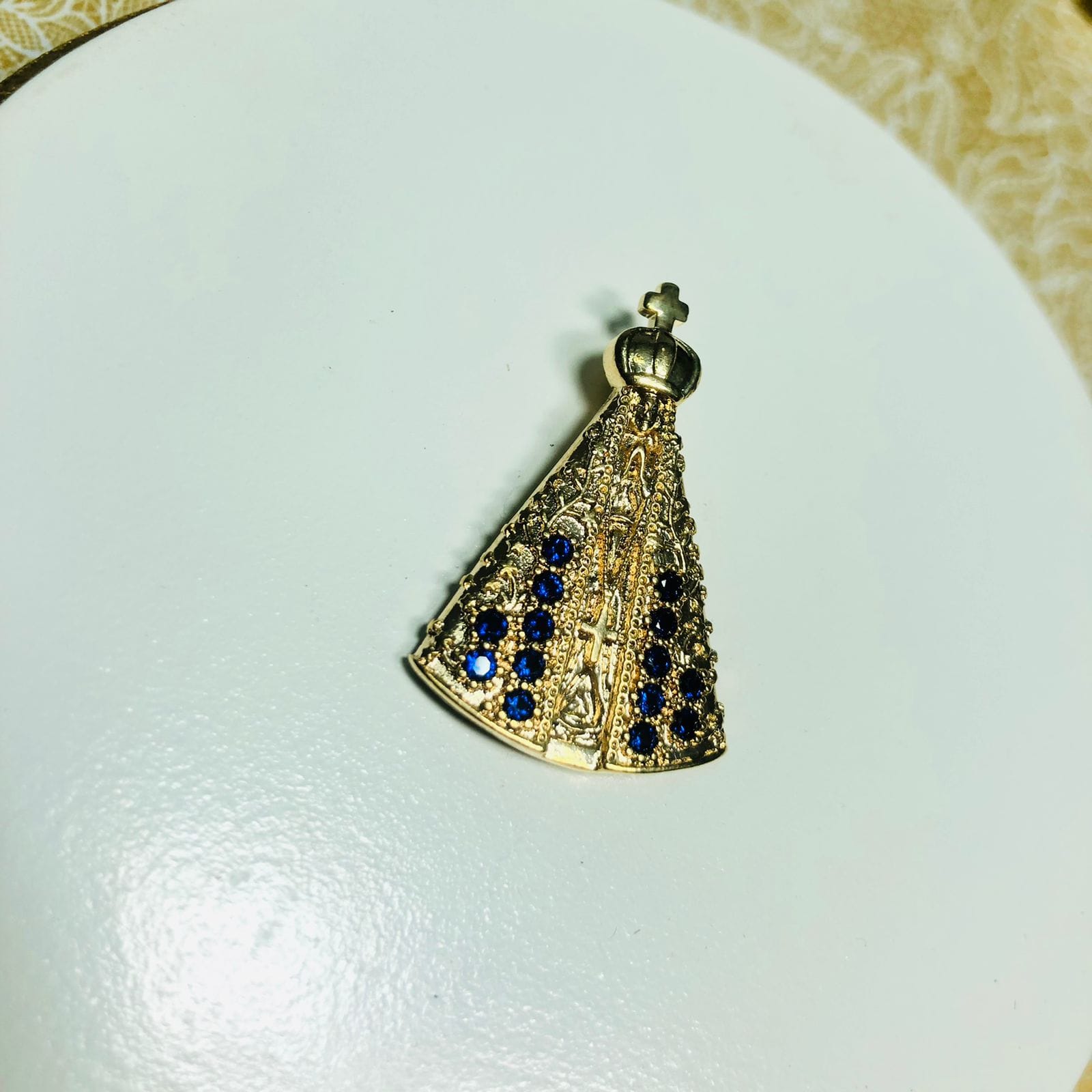 Pingente Nossa Senhora Zirconias Azuis