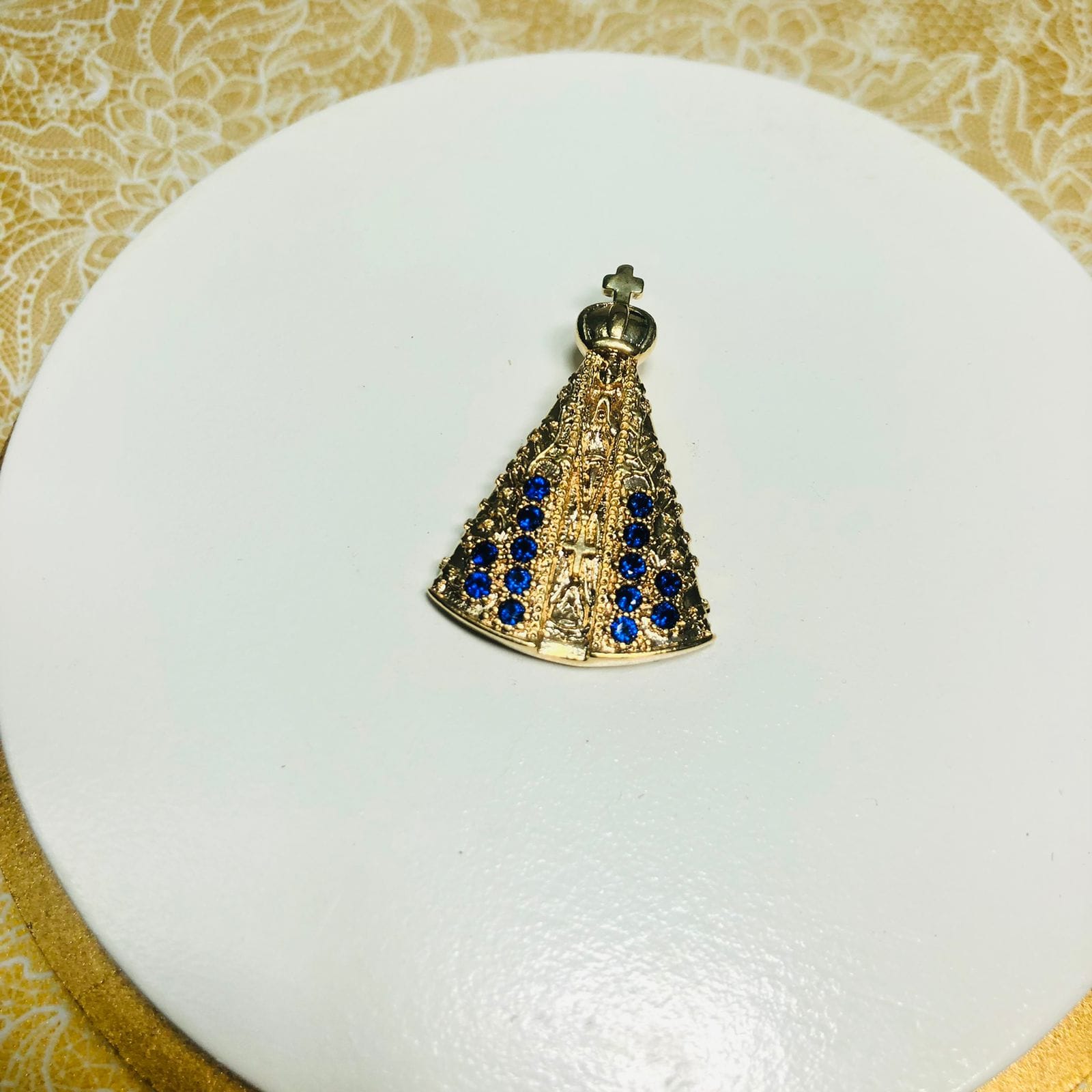 Pingente Nossa Senhora Zirconias Azuis
